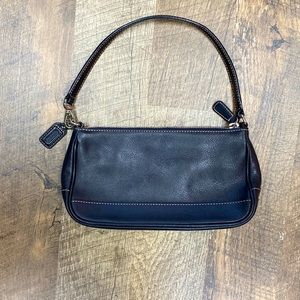 WOMENS COACH BLACK ALL LEATHER MINI PURSE